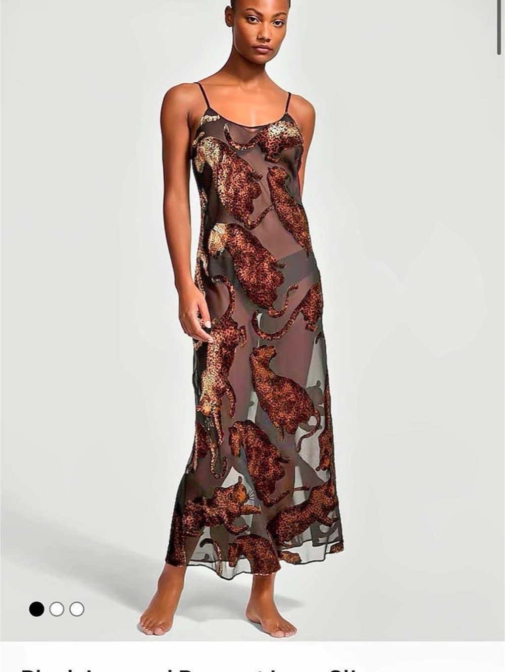 Victoria's Secret Black Leopard Burnout Long Slip Maxi Dress Large